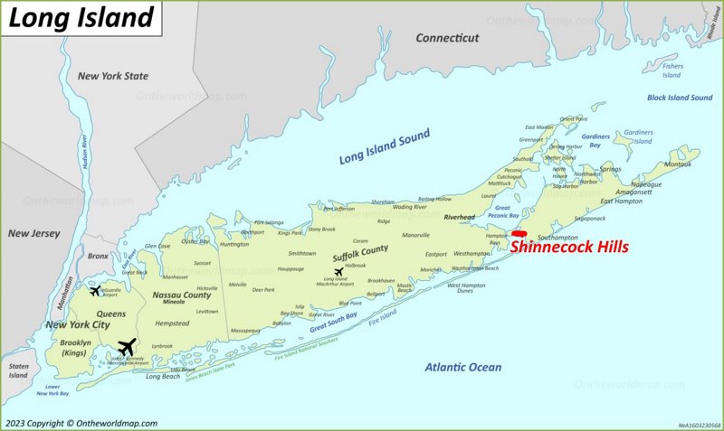 Shinnecock Hills Location On The Long Island Map