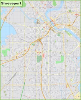 Large detailed map of Shreveport