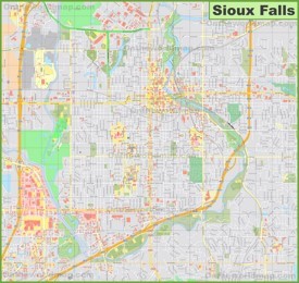 Large detailed map of Sioux Falls