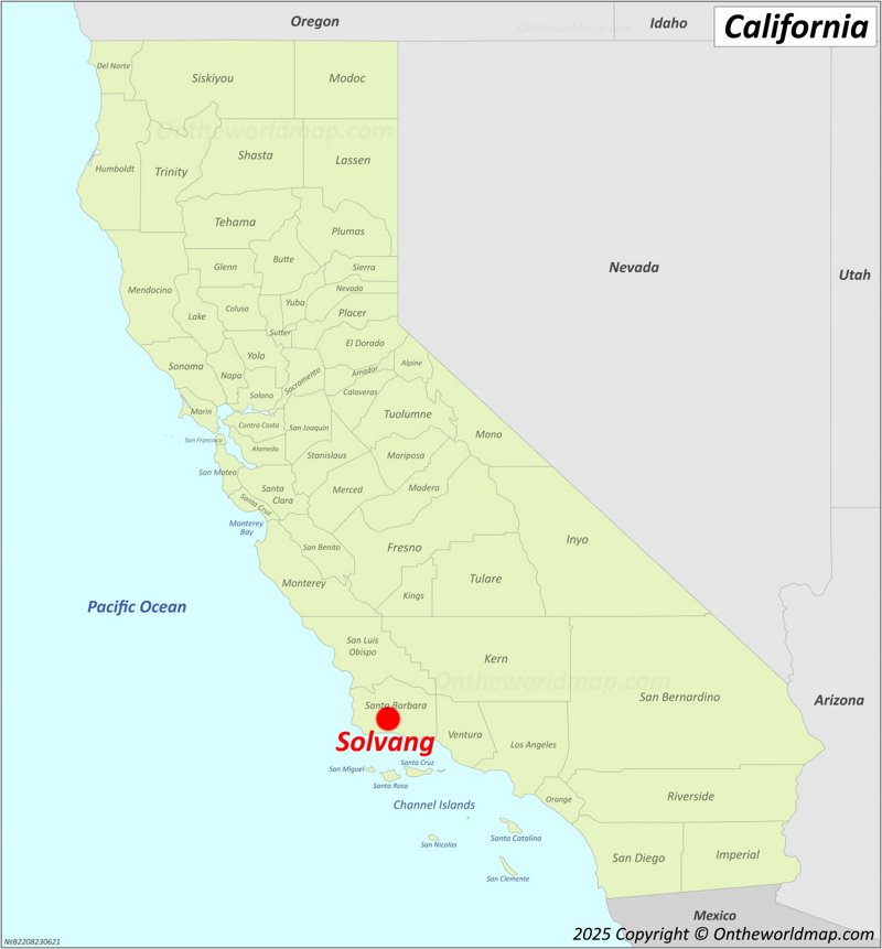 Solvang Location On The California Map