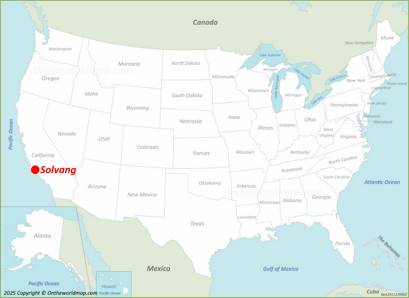 Solvang Location on the USA Map