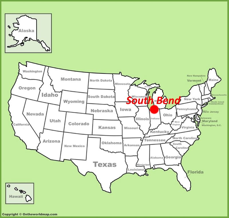 South Bend location on the U.S. Map