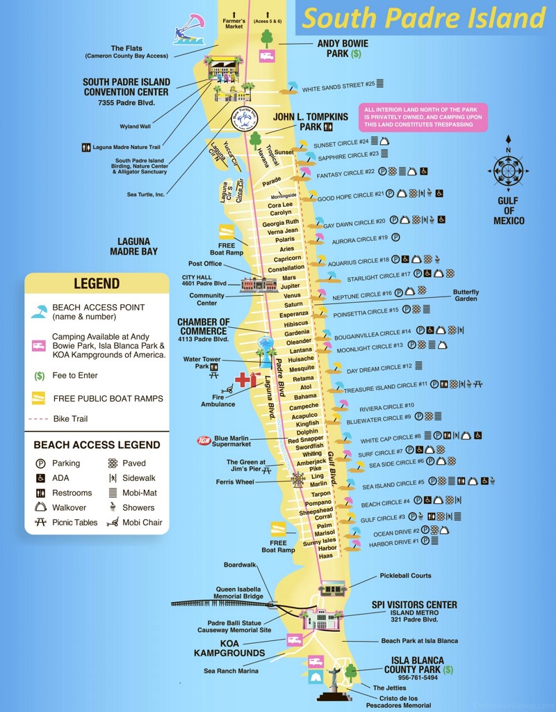 South Padre Island Tourist Map