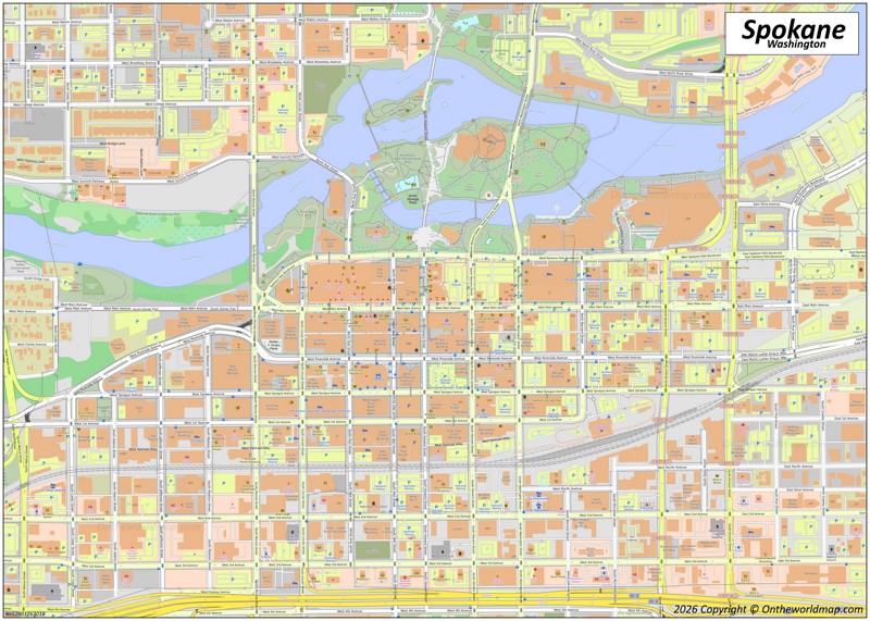 Detailed Map of Downtown Spokane