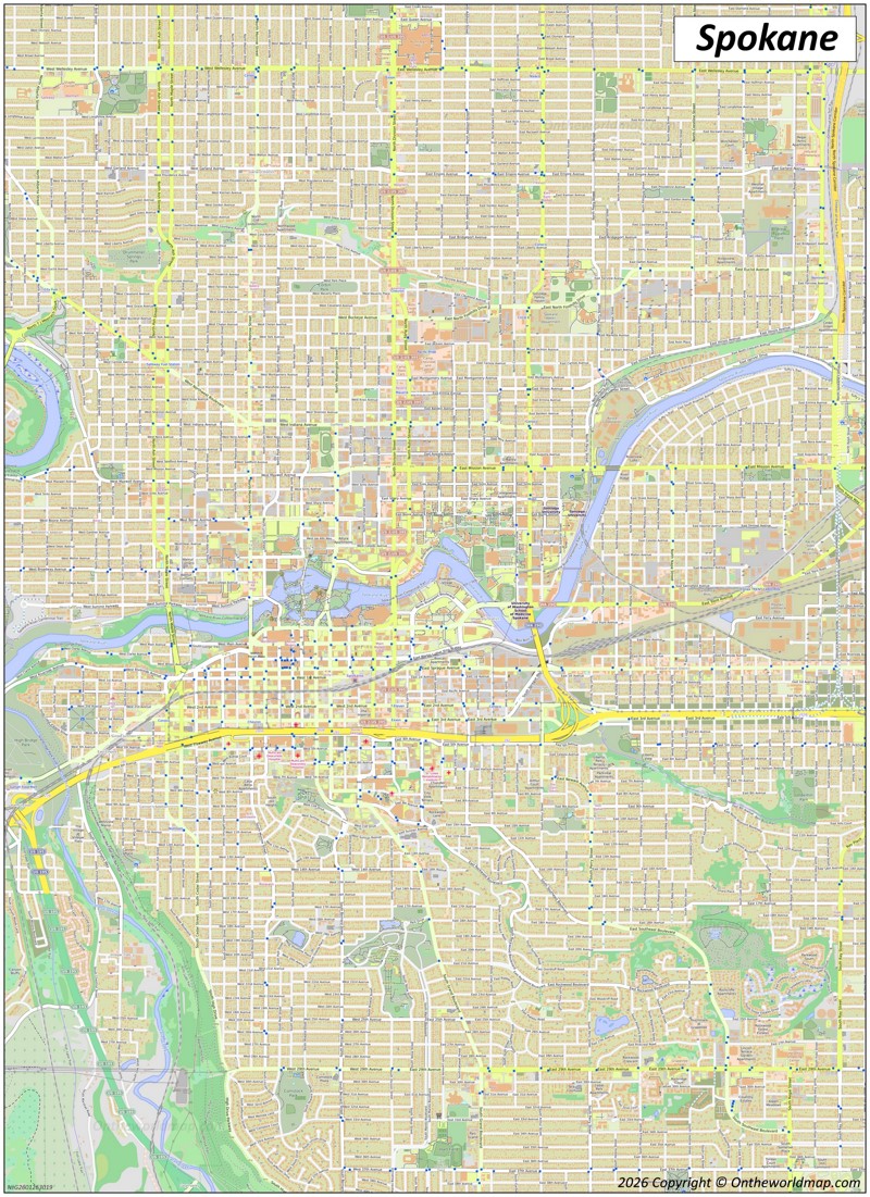 Large detailed map of Spokane