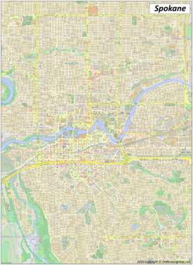 Large detailed map of Spokane