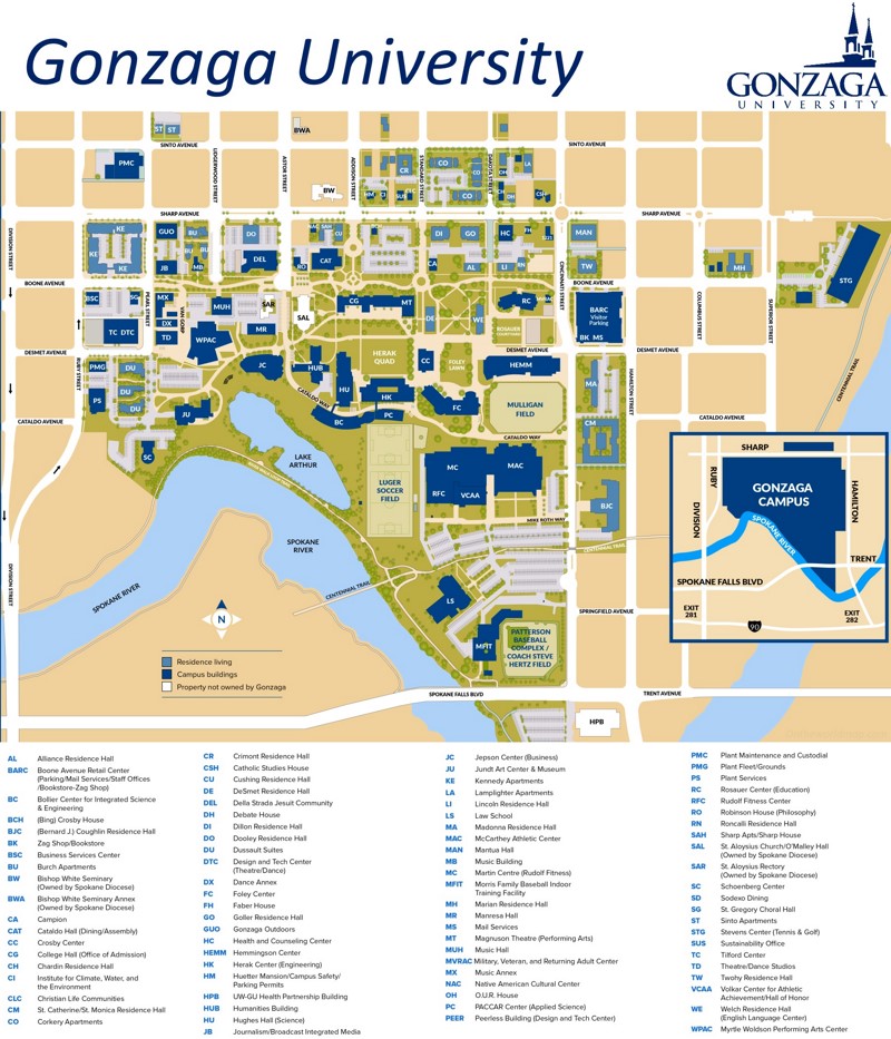 Gonzaga University Campus map