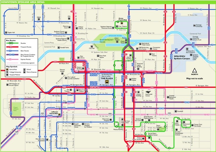 Spokane downtown transport map
