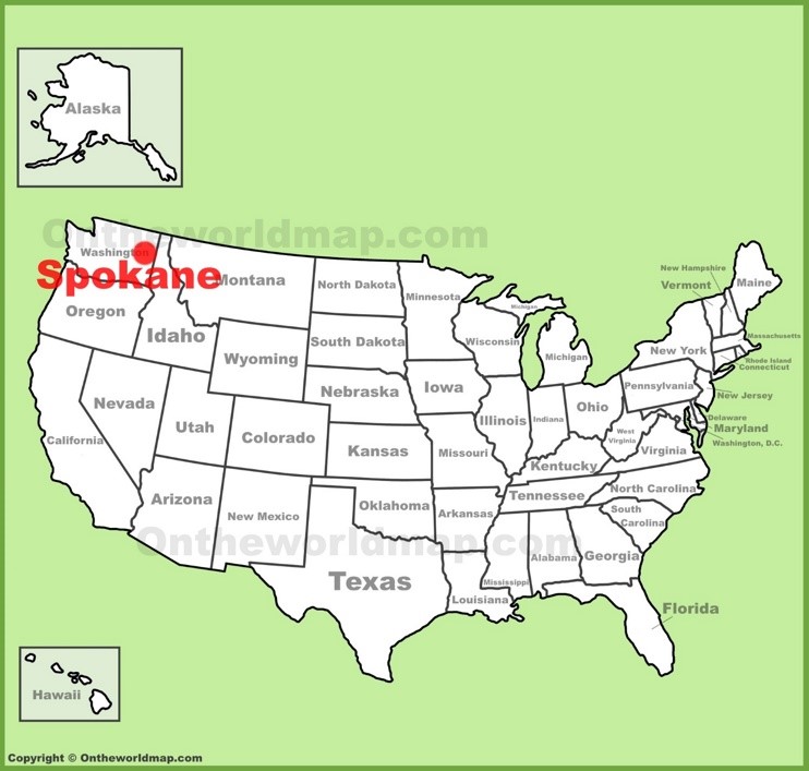 Spokane location on the U.S. Map