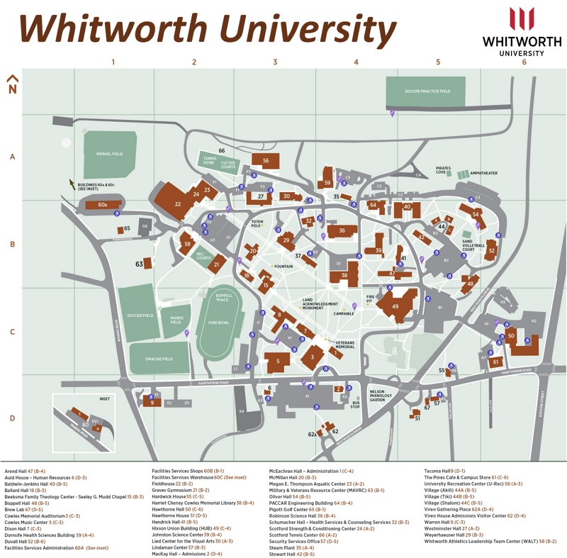 Whitworth University Campus Map