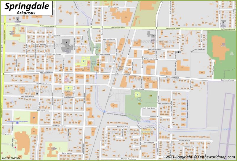 Springdale Downtown Map