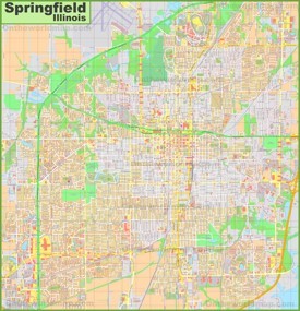 Large detailed map of Springfield (Illinois)