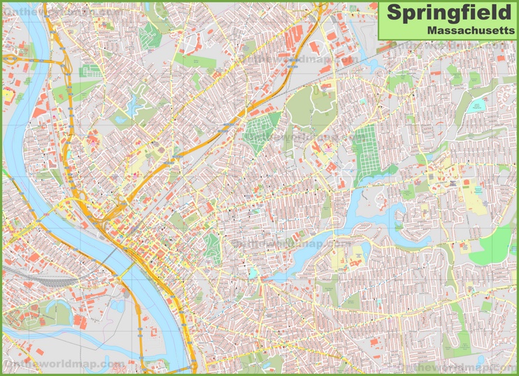 Large detailed map of Springfield (Massachusetts)