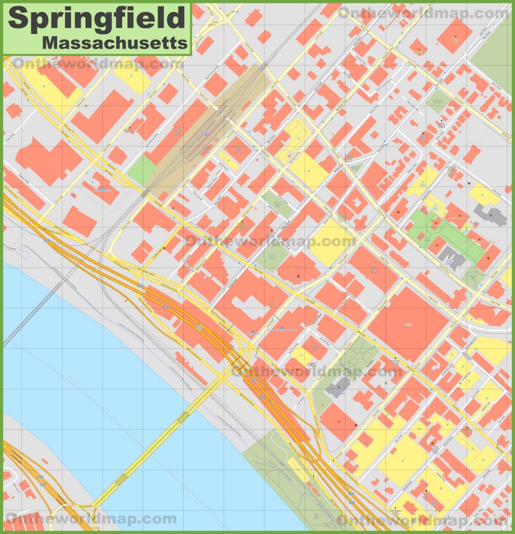 Springfield (Massachusetts) downtown map