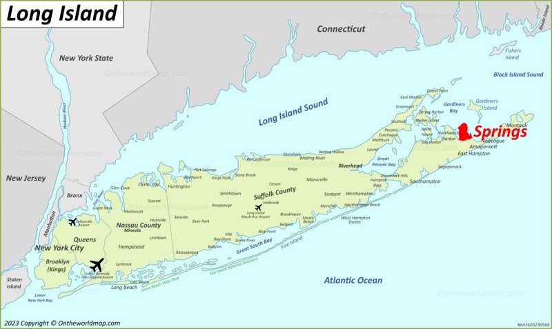 Springs Map The Hamptons Long Island New York U S Discover 