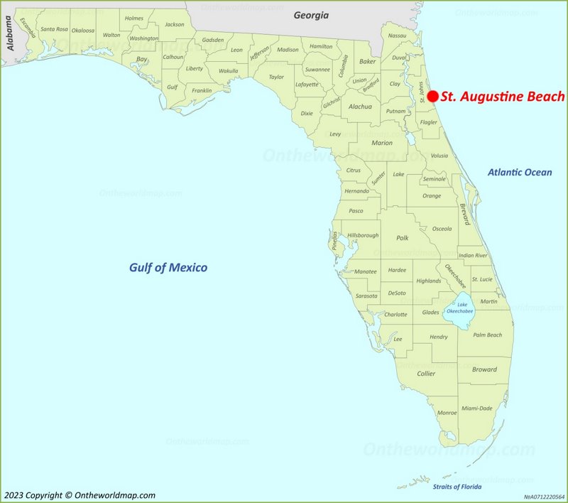 St. Augustine Beach Location On The Florida Map