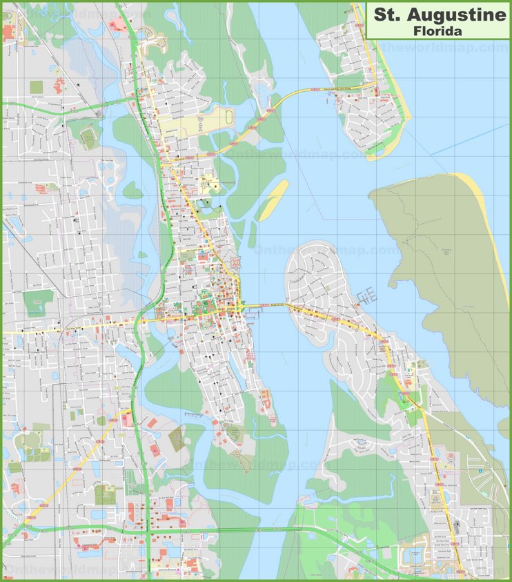 Large detailed map of St. Augustine