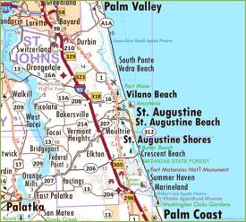 St. Augustine Area Road Map