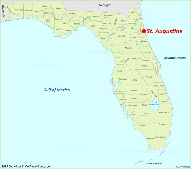 St. Augustine Location On The Florida Map