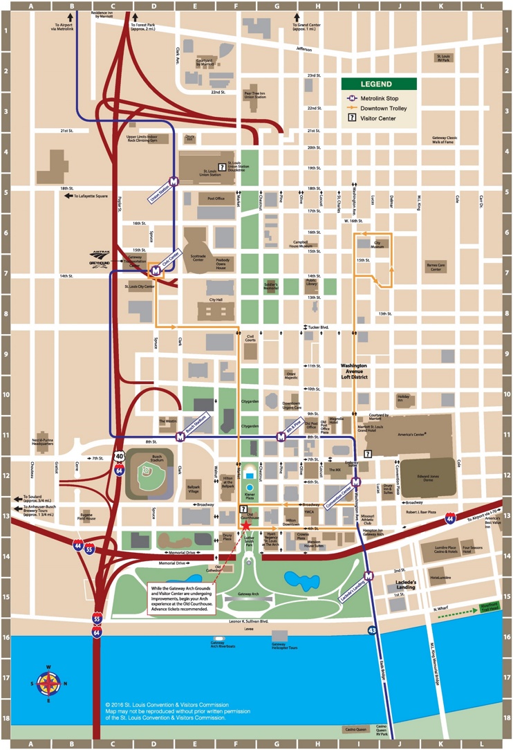 St. Louis downtown map