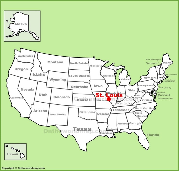 St. Louis location on the U.S. Map