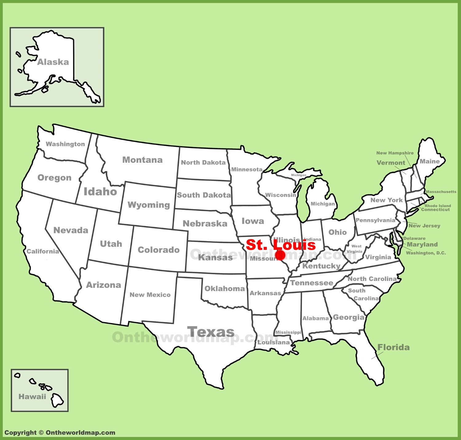 St. Louis location on the U.S. Map