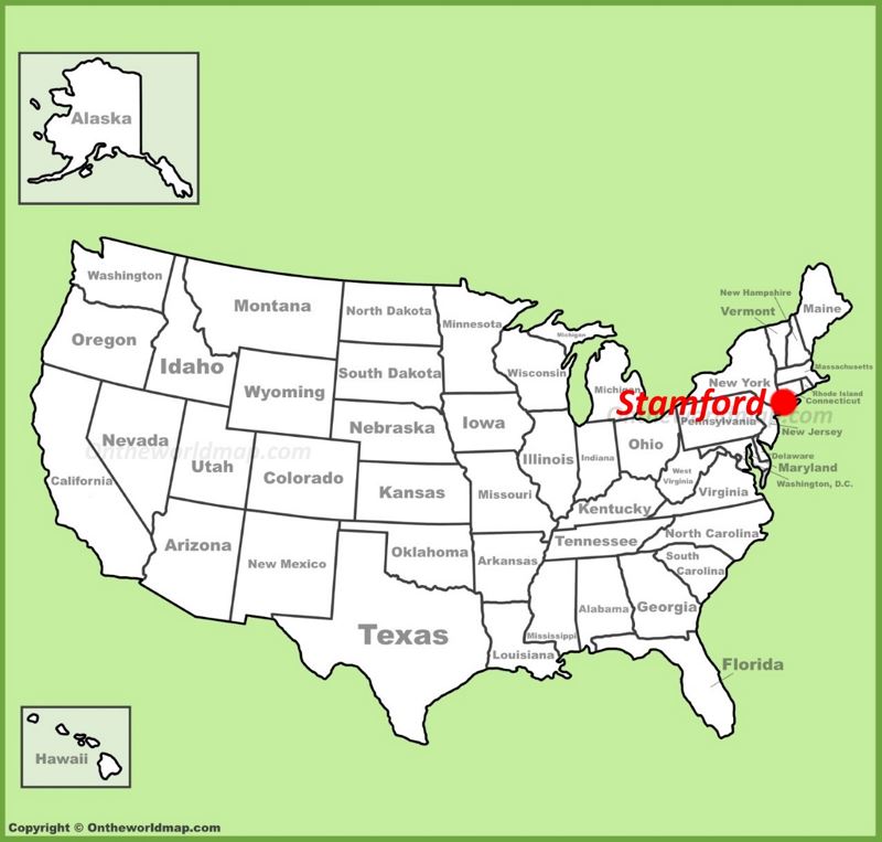 Stamford location on the U.S. Map