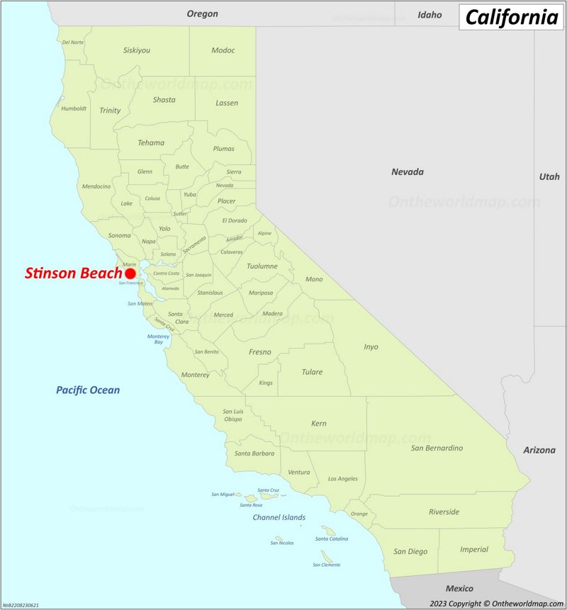 Stinson Beach Location On The California Map