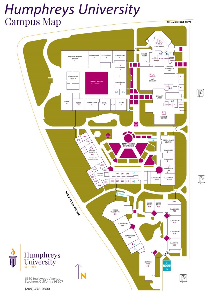 Humphreys University Stockton Campus Map