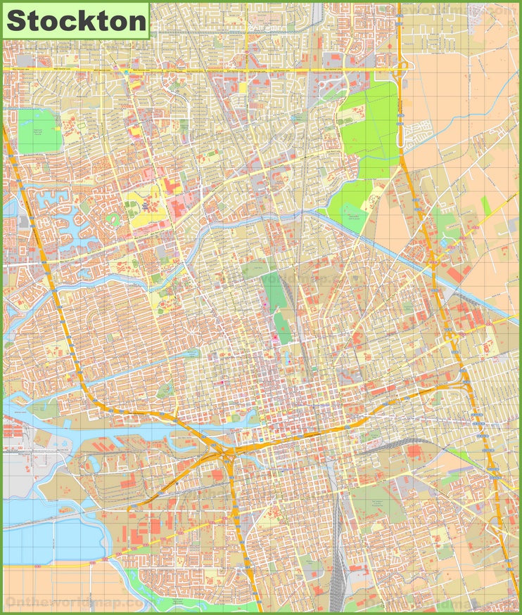 Large detailed map of Stockton