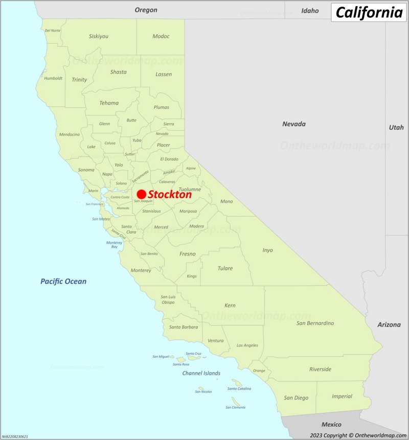 Stockton Location On The California Map