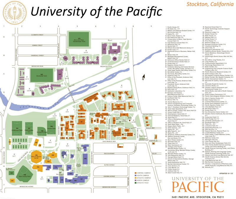 University of the Pacific Stockton Сampus Map