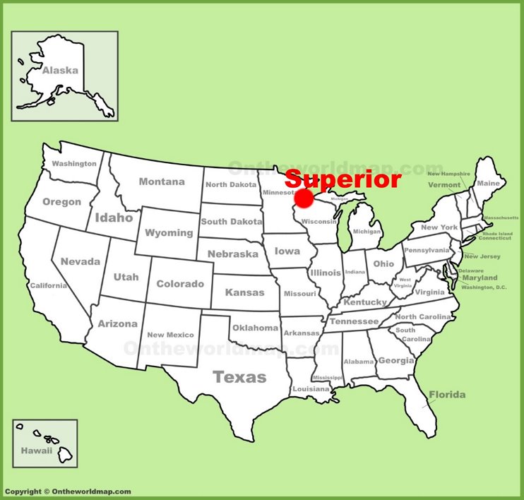 Superior location on the U.S. Map