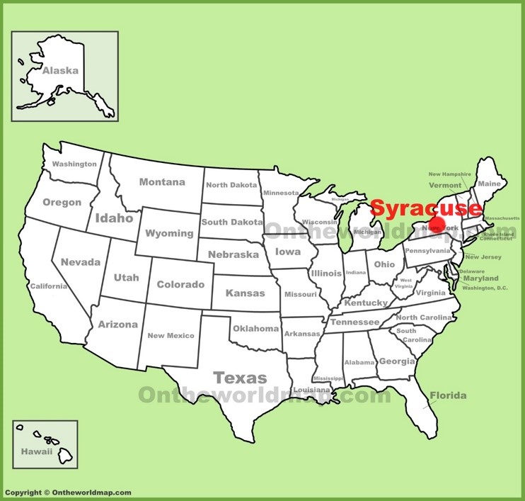 Syracuse location on the U.S. Map