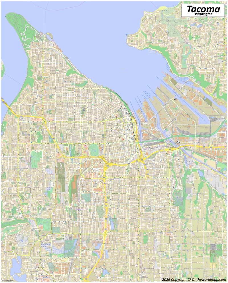 Large detailed map of Tacoma