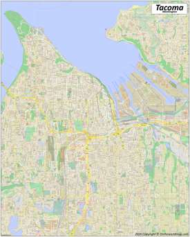 Large detailed map of Tacoma