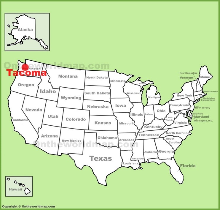 Tacoma location on the U.S. Map