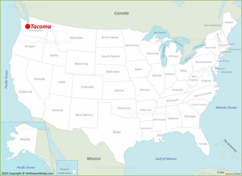 Tacoma location on the U.S. Map