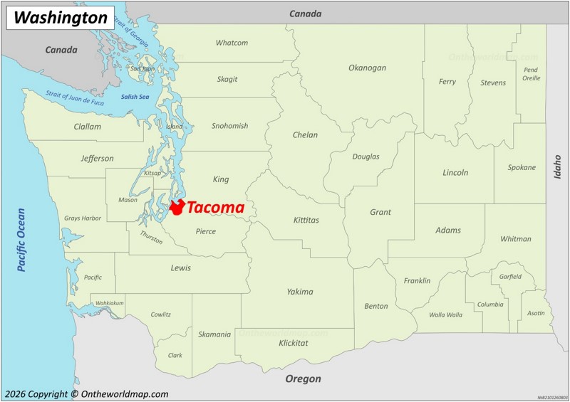 Tacoma Location On The Washington Map