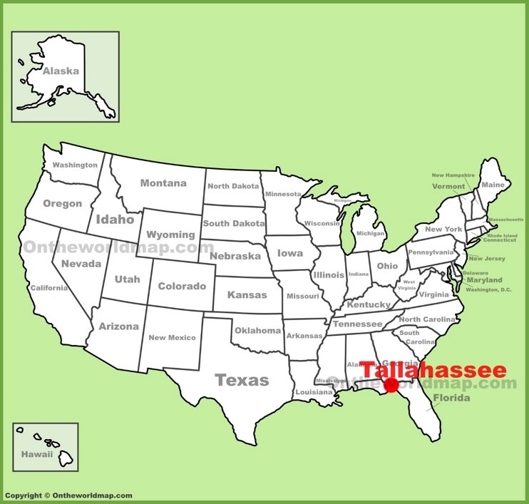 Tallahassee location on the U.S. Map