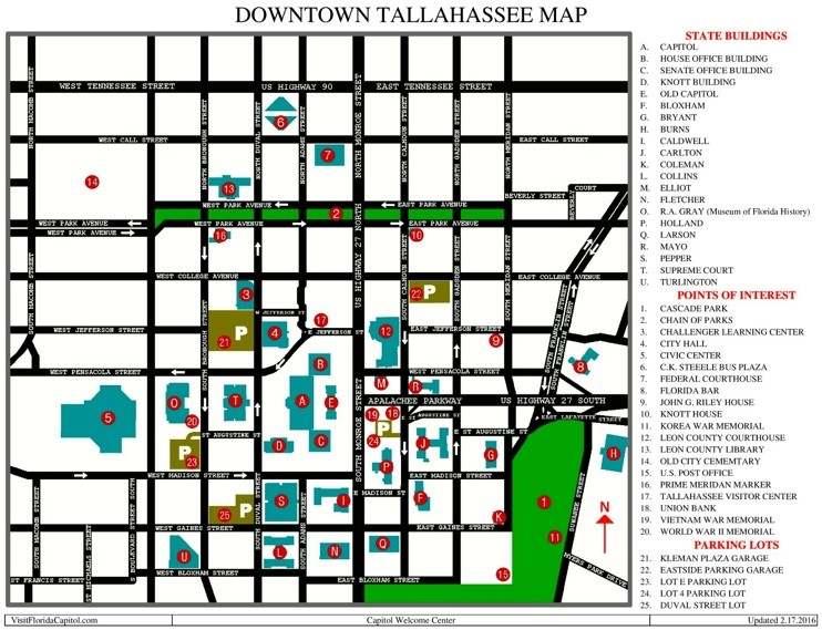 Tallahassee tourist map