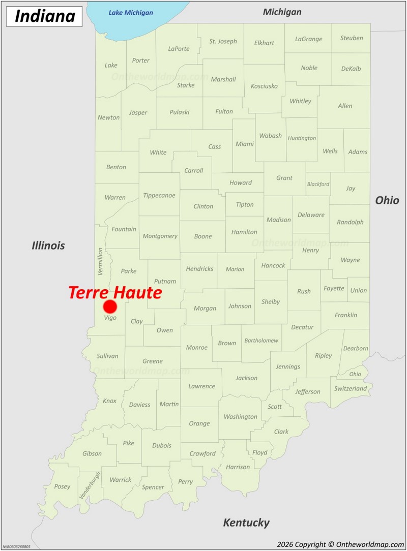Terre Haute Location On The Indiana Map