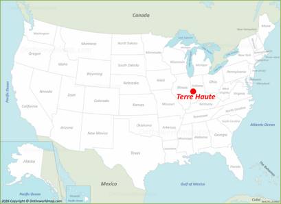 Terre Haute Location on the USA Map
