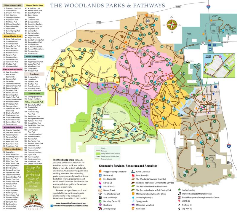 The Woodlands Parks And Pathways Map