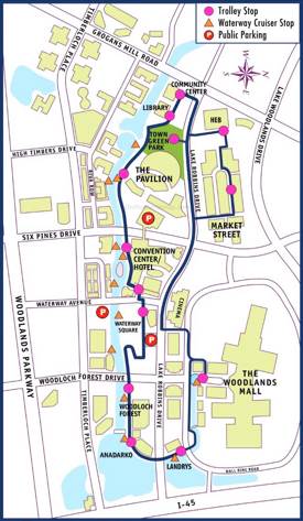 The Woodlands Waterway Trolley Map