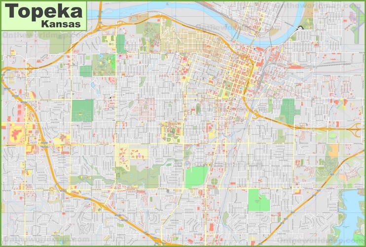 Large detailed map of Topeka