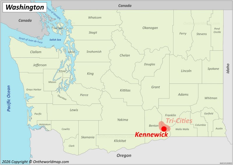 Kennewick Location On The Washington Map