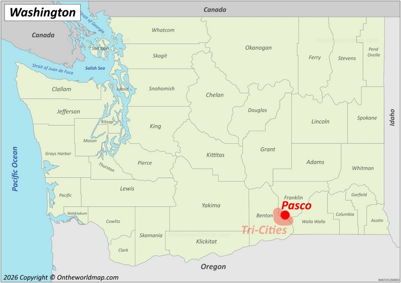 Pasco Location On The Washington Map