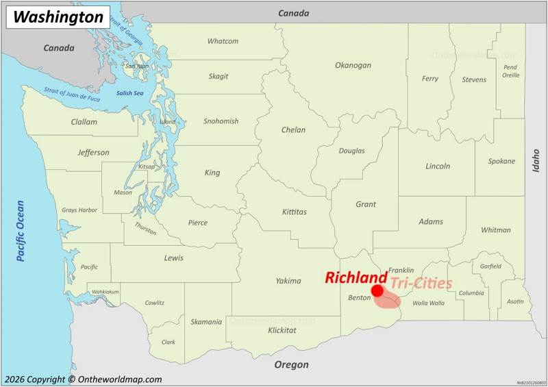 Richland Location On The Washington Map