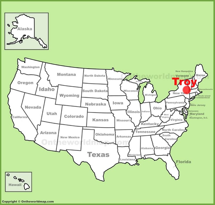 Troy location on the U.S. Map